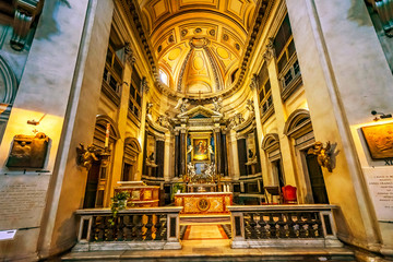 Fototapeta na wymiar Basilica Altar Santa Maria Montesanto Church Piazza Popolo Rome Italy
