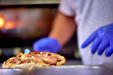 Chef making pizza
