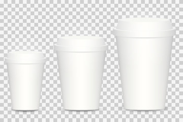 Coffee drinking cups of various sizes