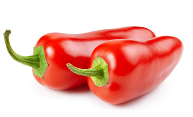Red jalapeno peppers on a white