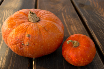 pumpkins on a wooden table
