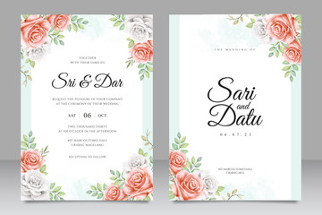 Beautiful floral frame wedding invitation card template