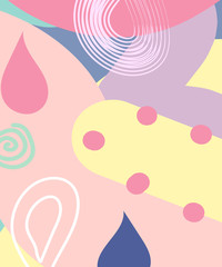 Vector abstract background texture design, bright poster, banner yellow background, pink and blue stripes and shapes.