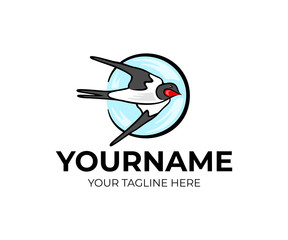 Swallow bird flies in the sky, logo design. Animal, nature, feathered and winged, vector design and illustration
