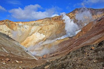Mutnovsky volcano in Kamchatka Peninsula. Russia