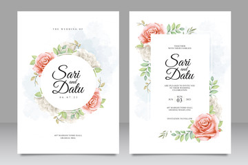 Elegant wedding invitation card set with watercolor floral