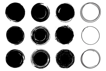 Set of hand drawn circles. Circular shape elements collection. Vector illustration