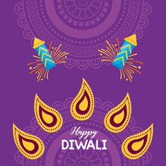 happy diwali festival poster flat design