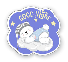 baby bear good night sticker