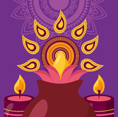 happy diwali festival poster flat design
