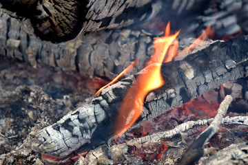 fire in the fireplace