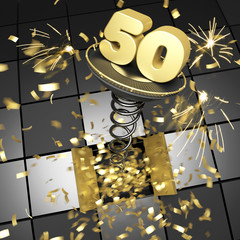 50th anniversary golden number on spring