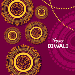 happy diwali festival poster flat design