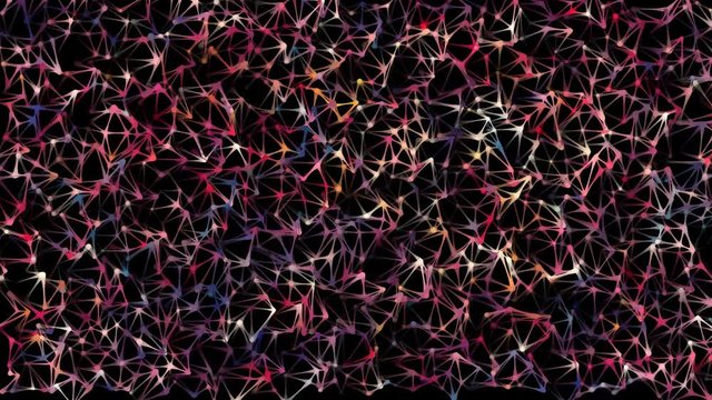 Galaxy, cosmos, space with stars, abstract pattern as moving grid with mesh nodes, animated seamless looped