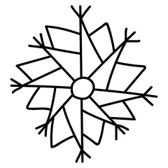 Winter season themed snowflakes in the style of Doodle. Winter elements for greeting cards, posters, stickers and seasonal design. New Year. Christmas decor. Isolated snowflake on white background
