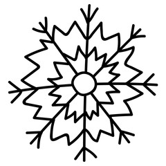 Winter season themed snowflakes in the style of Doodle. Winter elements for greeting cards, posters, stickers and seasonal design. New Year. Christmas decor. Isolated snowflake on white background