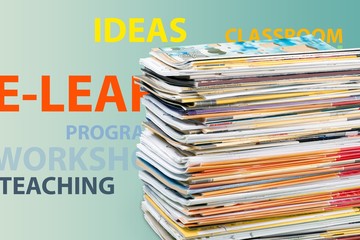 Pile of newspapers on white background