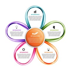Abstract options infographics template with flower. Infographics for business presentations or information banner.