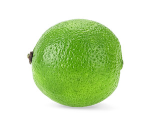 Fresh green lime isolated on white background. Tropical fruit.