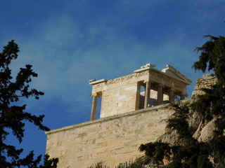 Fototapeta na wymiar January 2019, Athens, Greece. The ancient temple of Athena Nike, in the Acropolis