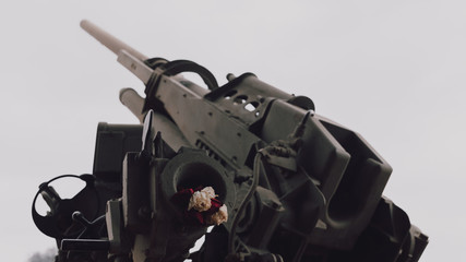 anti-aircraft defensive cannon located as a reminder of the historical facts of humanity