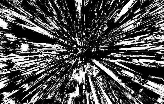 Circular starburst explosion texture. Distressed uneven grunge background. Abstract vector illustration. Overlay to create interesting effect and depth. Isolated on white background.