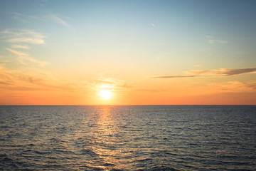 High resolution shot of natural sunset or sunrise over the sea - 297901966