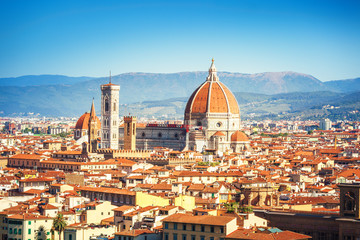 Fototapeta na wymiar Panorama of Florence and Saint Mary of the Flower in Florence