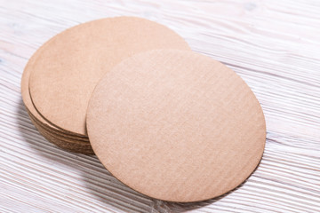 Brown Kraft Cardboard Round Coasters, cup pad, mat, holder