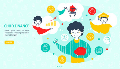 Child finance guide landing page vector template