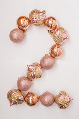  figure two of shiny Christmas balls pink gold