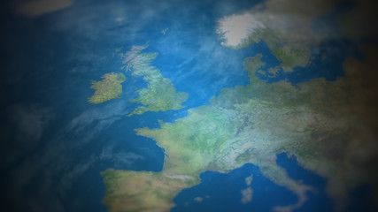 Fototapeta na wymiar View of Western Europe on a world map
