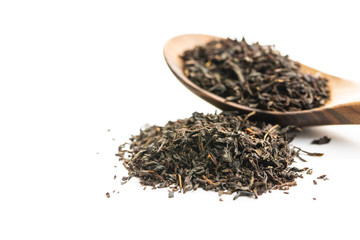 Dried black tea leaves.