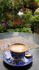 cup of coffee in garden