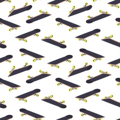 Skateboard pattern vector illustration realistic
