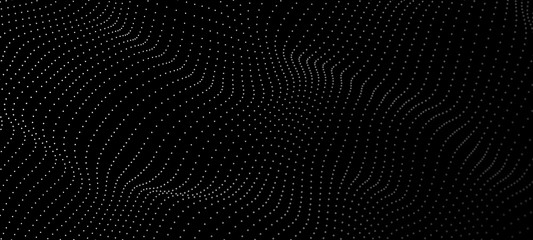 Wave of particles. Futuristic point wave. Vector illustration. Abstract background with a dynamic wave. Wave 3d.