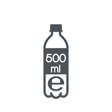 Liter l sign (l-mark) estimated volumes 500 milliliters (ml) Vector symbol packaging, labels used for prepacked foods, drinks different liters and milliliters. 500 ml vol single icon isolated on white