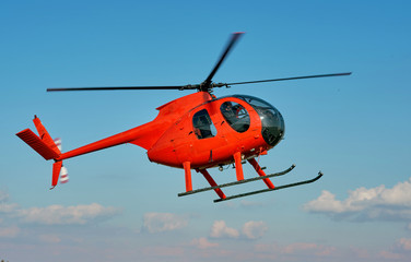 small commercial helicopter at the airport