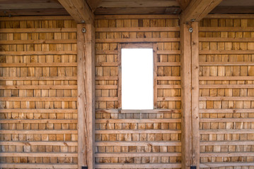 Obraz na płótnie Canvas Raw vintage wooden wall with isolated window