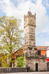 Obraz premium Salisbury, Steinbrücke, Fluss, Wiltshire, Südengland, Frühling, Spazierweg, Kathedrale, Altstadt, England