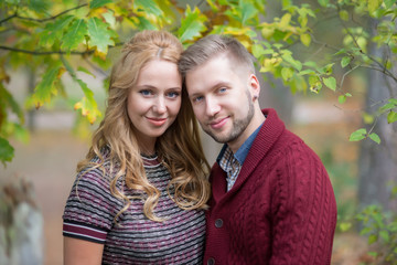 Fototapeta premium A portrait of young married couple expecting a baby