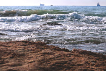 oleaje en el Mar Mediterráneo en Tarragona (España)