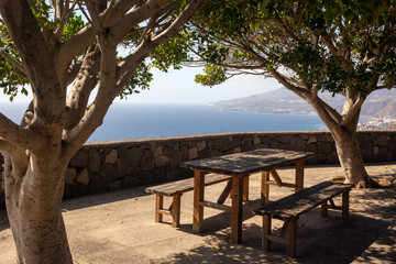 picnic table in a quiet viewpoint along the coast