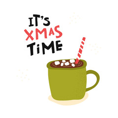 Isolated cute hot cocoa and chocolate