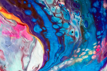 Modern multicolor abstract pattern with acrylic paints.