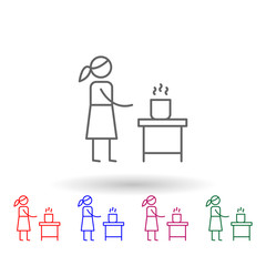 Cooking, family multi color icon. Simple thin line, outline vector of family life icons for ui and ux, website or mobile application