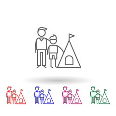 Camping, father, son multi color icon. Simple thin line, outline vector of family life icons for ui and ux, website or mobile application