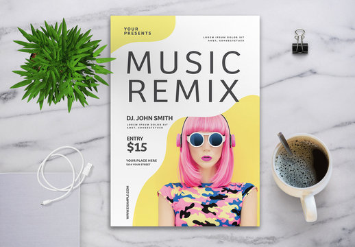 Event Flyer Layout with Yellow Elements