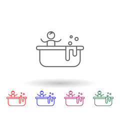 Bathtub, mother, baby multi color icon. Simple thin line, outline vector of family life icons for ui and ux, website or mobile application