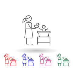 Bath, mother, baby multi color icon. Simple thin line, outline vector of family life icons for ui and ux, website or mobile application